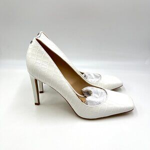 Sam Edelman Size 8.5 Beth White Leather‎ Croc Gator Stiletto Heels Pumps Shoes